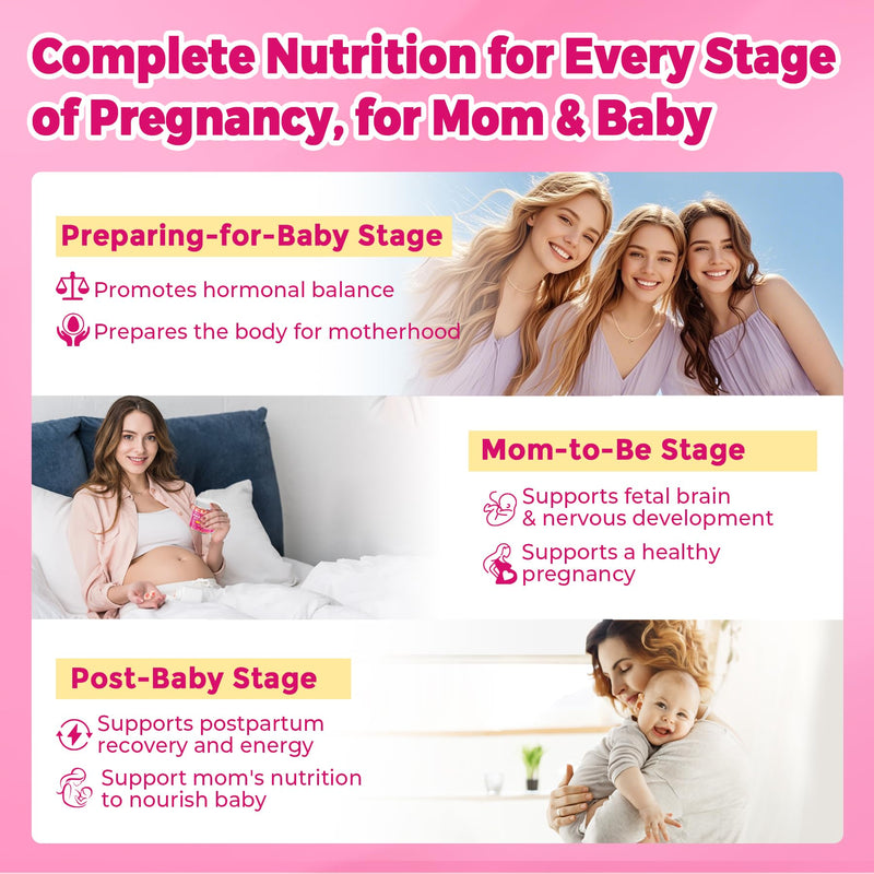 Prenatal Multivitamin Gummies w/ Methylfolate Omega-3, Iron Choline, 120Cts | Prenatal Vitamins for Women Gummies w/ Iodine, Biotin, B6 B12 D3 for Prenatal, Pregnancy, Postpartum,Vegan Non-GMO,Sugar Free 60 Count (Pack of 2)