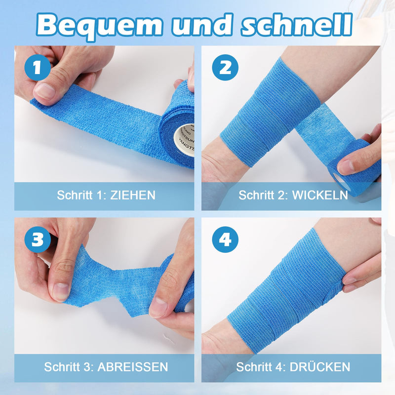 YANGTSUNG Self-adhesive bandage, 9 rolls 5 cm x 4.5 m plaster roll bandage material, elastic bandage bandage fixing bandage self-adhesive for sports, pet vet wrap for horse dog (blue) 5 cm x 4.5 m blue - BeesActive Australia