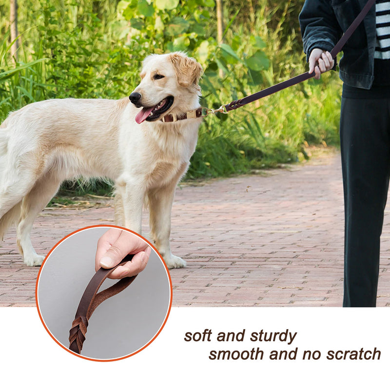 Leather Dog Leash 6ftx3/4inch,Braided Leather Leash for Dogs,Soft Leather Training Dog Leash,Strong Leather Leash for Small Medium Large Breed Dogs,Brown 6FT*3/4In - BeesActive Australia
