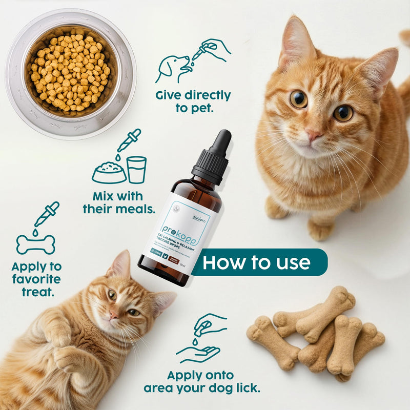 Cat Calming Drops, Cat Calm Stress & Anxiety Relief, 100% Herbal Blend, Use for Calms, Travel, Grooming, Fireworks, Better Value than Plug In for Cats - (50ml)