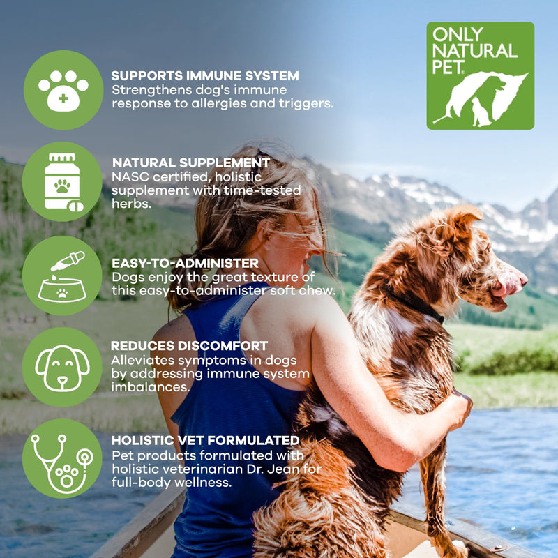 Only Natural Pet Immune Balance - Immunity Booster for Itchy Skin Licking & Scratching w/Phytosterols for Seasonal or Food Allergies Vitamin Supplement for Healthy Dogs & Cats - 60 Soft Chews - PawsPlanet Australia
