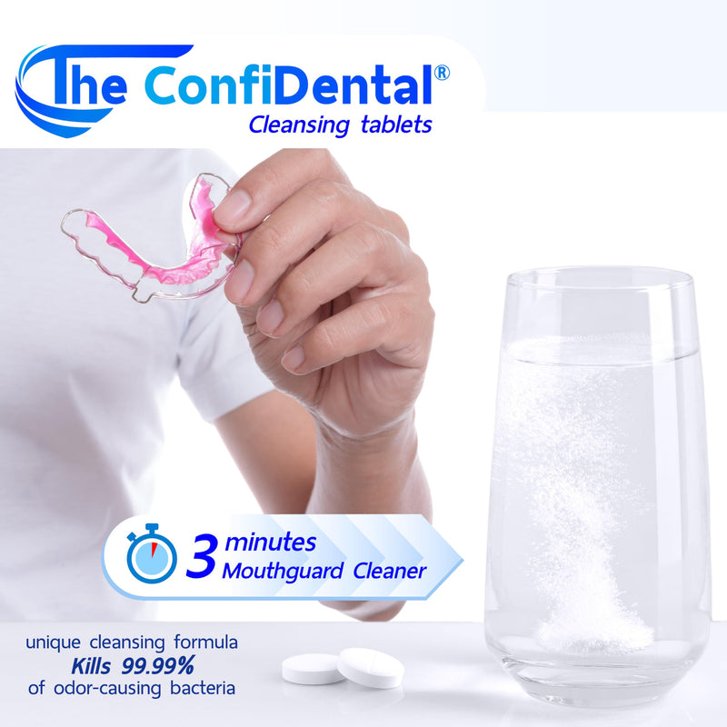 The ConfiDental Cleansing Tablets (120tablets) - 4 months supply. Retainer, Mouth Guard and Dental Appliances Cleaner. Keep your Dental Alliances Fresh and Clean like new. 120 Tablets