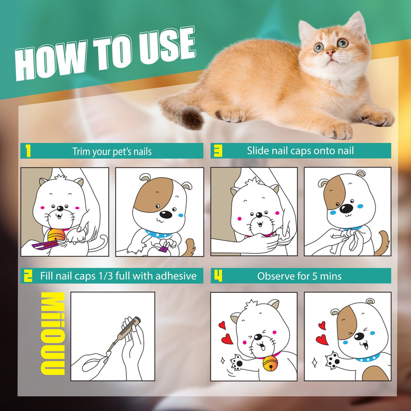 100 pcs Cat Nail Caps | Cat Claw Covers with Adhesives and Applicators | Black (XS) XS - BeesActive Australia