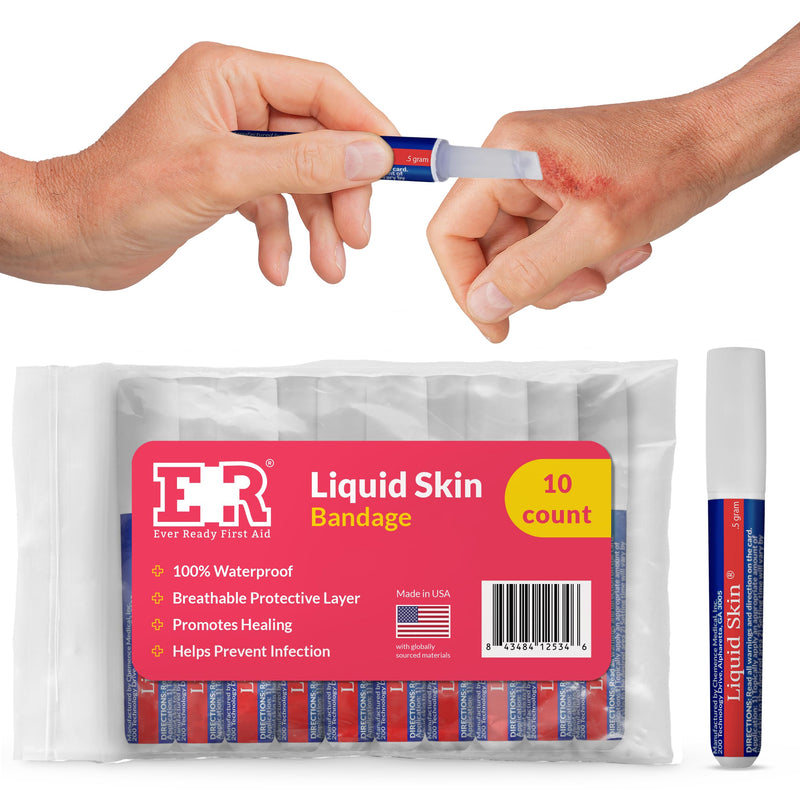 Liquid Bandage for Skin – Waterproof Skin Glue for Wound Closure, Flexible Liquid Barrier with Non-Sting Formula – Long-Lasting Liquid Bandage - 10 Count 10-Count
