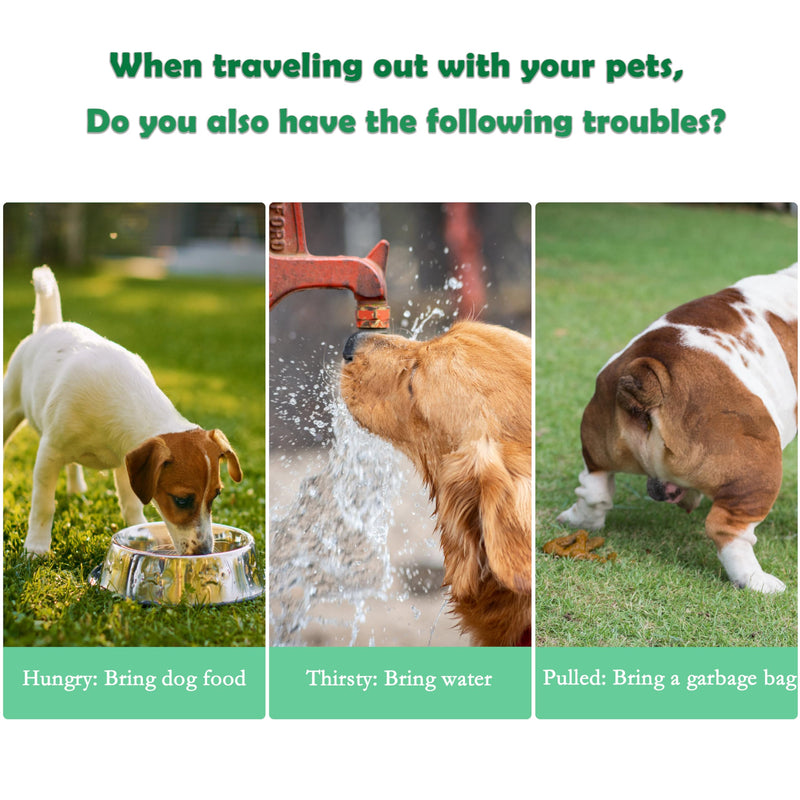 3 in 1 Pet Water Bottle, Outdoor Portable Dog Water Bottle with Food Container Garbage Bags Dispenser, for Cat Puppy Pets Stuff Essentials Accessories, for Walking Hiking Travel (White) White - BeesActive Australia