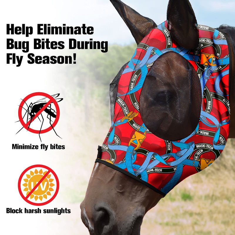 Mask Tech Horse Fly Mask Elasticity Breathable Fabric with UV Protection Soft Mesh for Horse Entwined Straps M Cob (Medium) - BeesActive Australia