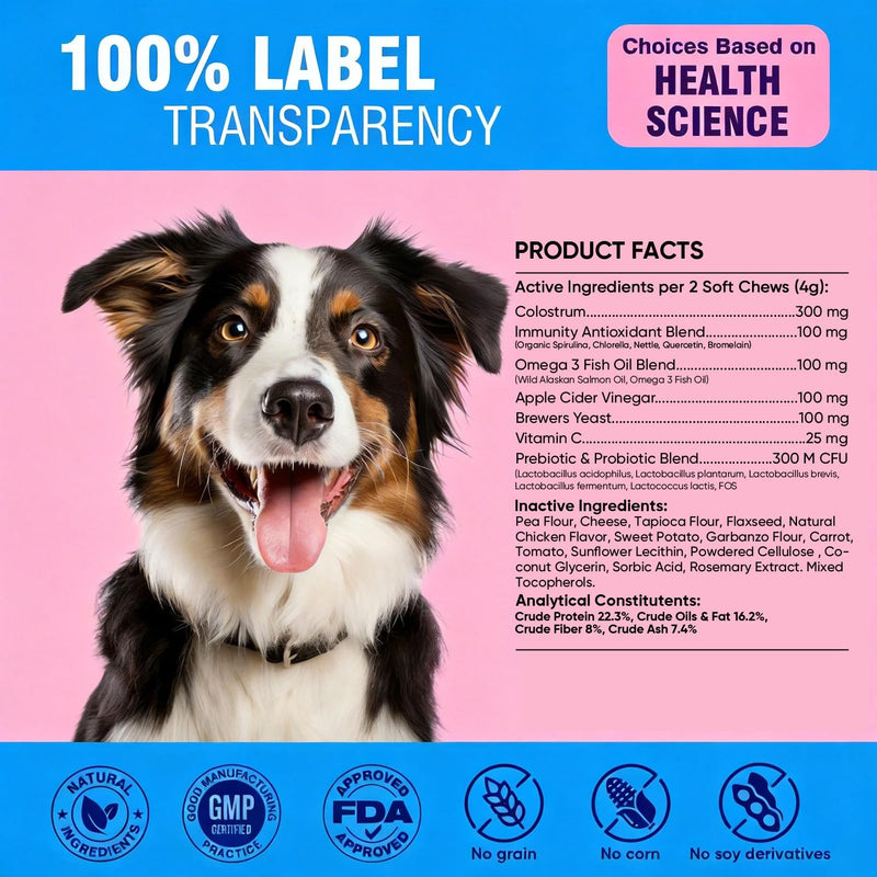 Dog Allergy & Skin Support Chews – Helps Maintain Healthy Skin and Coat, 200 PCS
