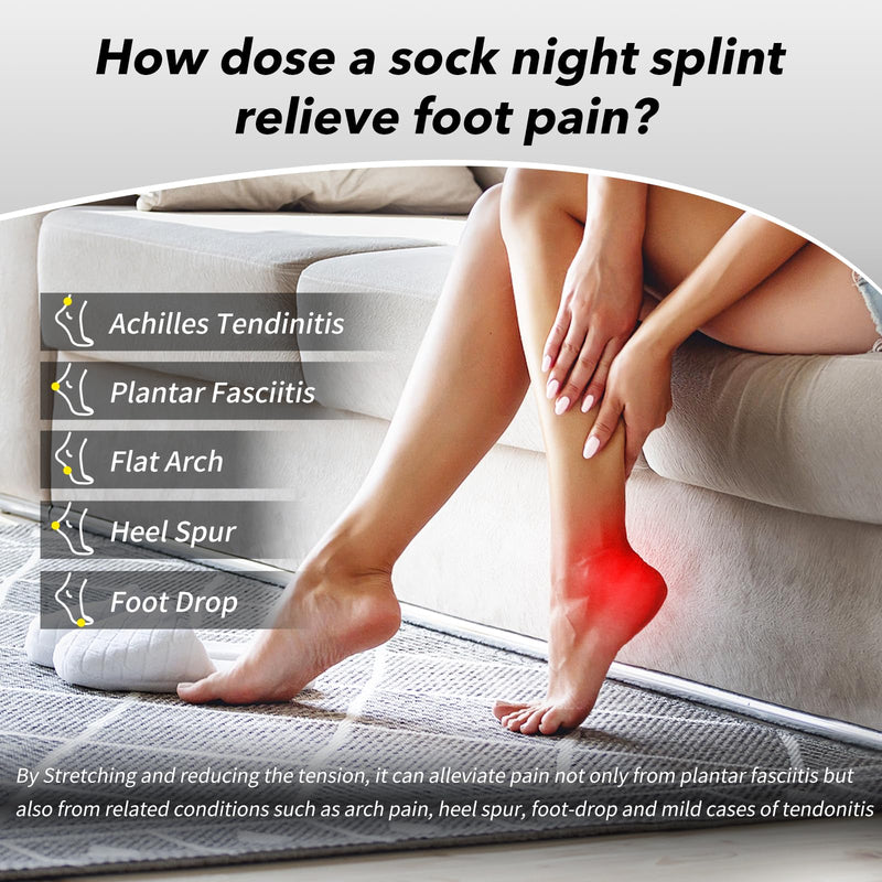 Plantar Fasciitis Night Splint Sock with Massage Ball for Tension Relief, Alleviate Pain from Plantar Fasciitis, Arch Pain, Heel Spur, Foot-drop and Achilles Tendonitis, Soft and Comfortable Foot Brace for Men and Women, Small-Black