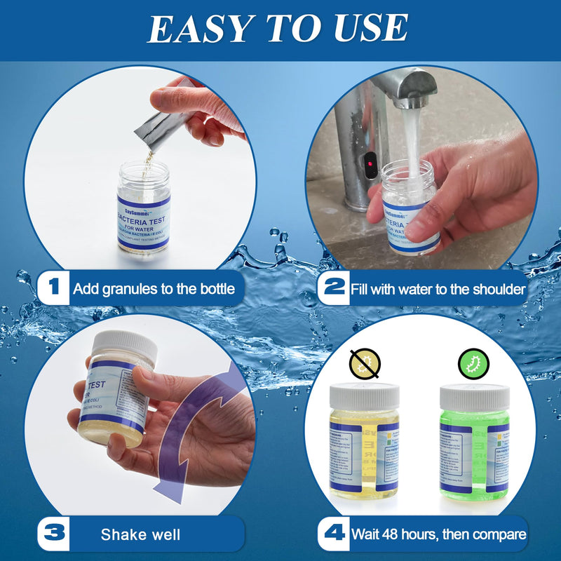 Drinking Water Bacteria Test Kit: 4 Tests Detecting Coliform E coli Bacteria - at Home Well Water Testing Kits for Drinking Water Pool Hot Tub Aquarium and More