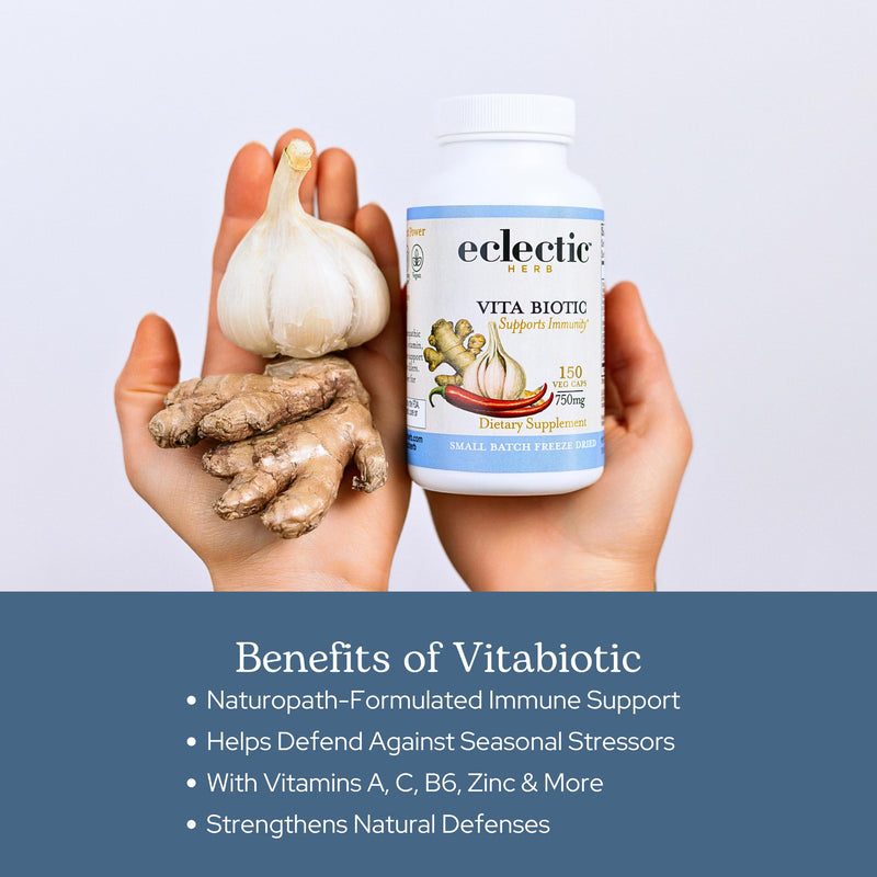 Eclectic Herb - Organic Vitabiotic Capsules | Immune Support Supplement | Natural Herbal Multivitamin Supplements | US-Grown, Non-GMO, Vegan, Whole Herb (150 CT | 750 mg)