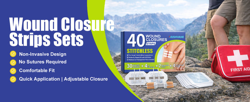 Wound Closure Strips for Skin, 40 Pack Stitchless Skin Closure Device, Alternative to Stitches for Cuts & Lacerations, Butterfly Bandages for Wound Closure, Waterproof & Breathable
