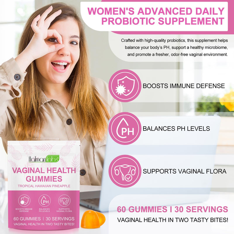 120 PCS Vital Vaginal Probiotics Source Feminine Gummies PH Balance for Women Feminine Balance Gummies Womens Vaginal Health Supplement 1 Count (Pack of 120)