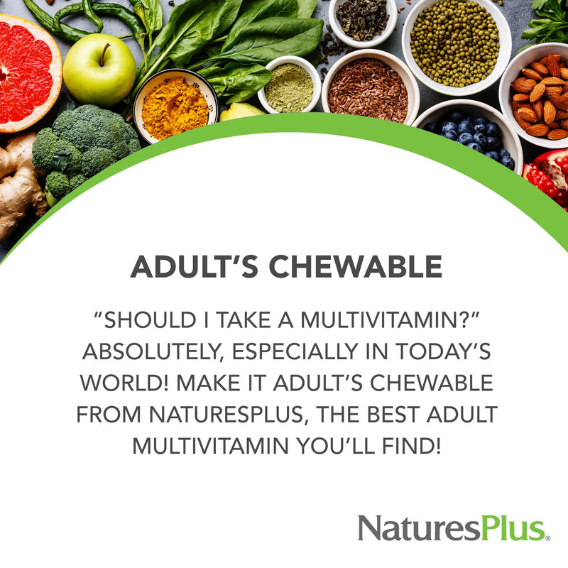 NaturesPlus Adult's Chewable, Pineapple Flavor - 90 Tablets - Multivitamin & Mineral - Vegan, Gluten Free - 90 Servings 90 Count (Pack of 1)