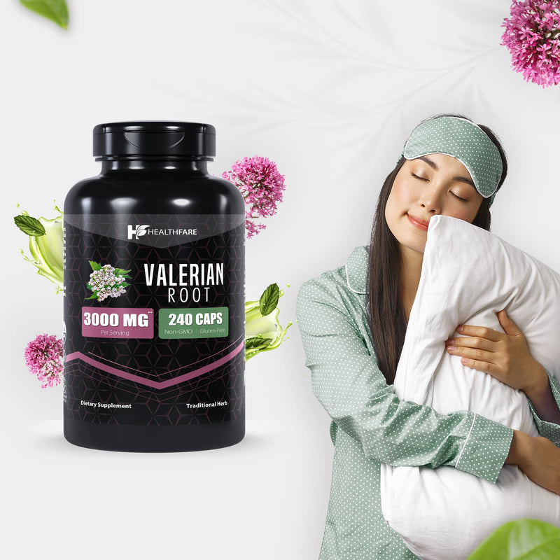 Valerian Root Capsules | 240 Pills | 3000mg | Ultra High Potency | Pure Organic Extract Supplement | Non-GMO & Gluten Free - BeesActive Australia