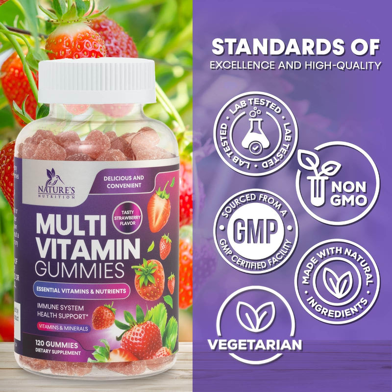Multivitamin Gummies for Adults - Daily Adult Multivitamins Gummy with Vitamins A, C, D, B12 for Women & Men, Immune Support Gummy Multivitamins Supplement, Adult Multi VIT Vitamin - 120 Gummies 120 Count (Pack of 1)