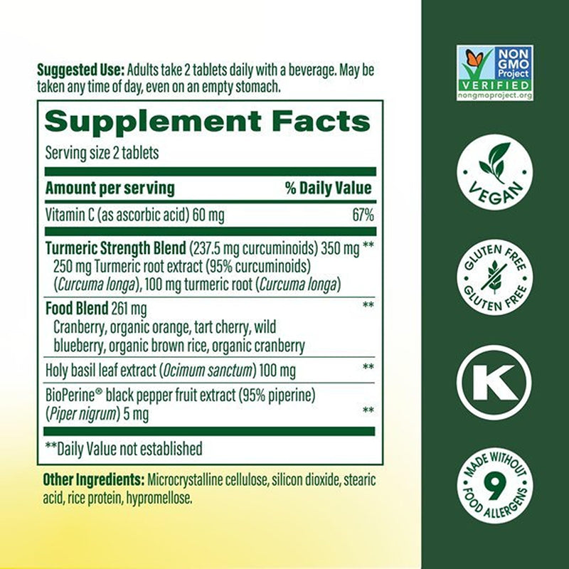 MegaFood Whole Body Turmeric Curcumin with Black Pepper, 60 Mini Tablets | Turmeric Supplement With Vitamin C, 237 mg Curcuminoids Per Serving, Antioxidant and Immune Support, Vegan, 30 Servings 60 Count (Pack of 1)