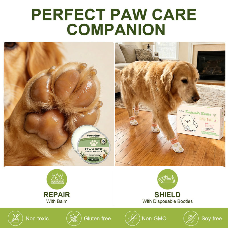 Dog Paw Balm & Nose Butter with Sea Buckthorn | Winter Ice Melt & Hot Pavement Paws Protector | Gentle Moisturizer & Soother for Dry Cracked Pads & Snout Unscented (60g / 2.1oz)