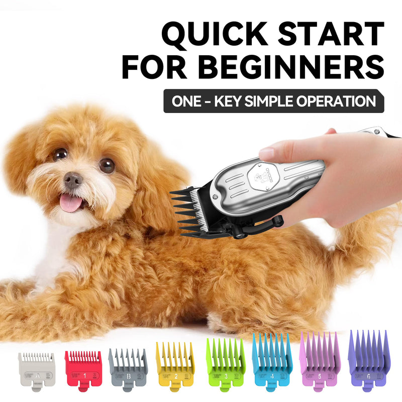 Professional Dog Grooming Clippers Cordless Dog Trimmer for Grooming Heavy Thick Hair&Coats, Quiet Dog Shavers for Small and Large Dogs Pet Grooming Kit for Dogs Silver - BeesActive Australia
