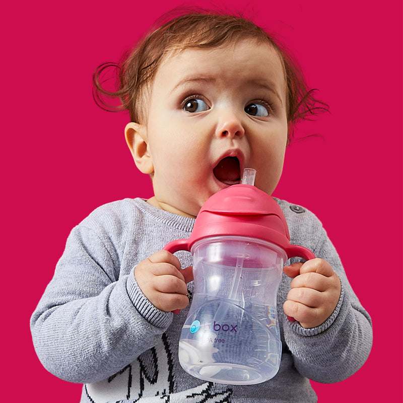 b.box Sippy Cup with Weighted Straw, Leak & Spill Proof, Easy Grip, BPA Free, Dishwasher Safe, Sip from Any Angle. Ideal for Babies 6m+ to Toddlers. (Blush, 8oz) Blush