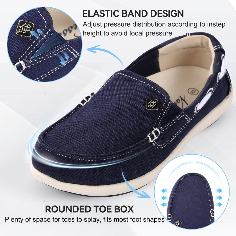 Womens Slip On Shoes - Canvas Casual Loafers Shoes with Arch Support 10 Navy