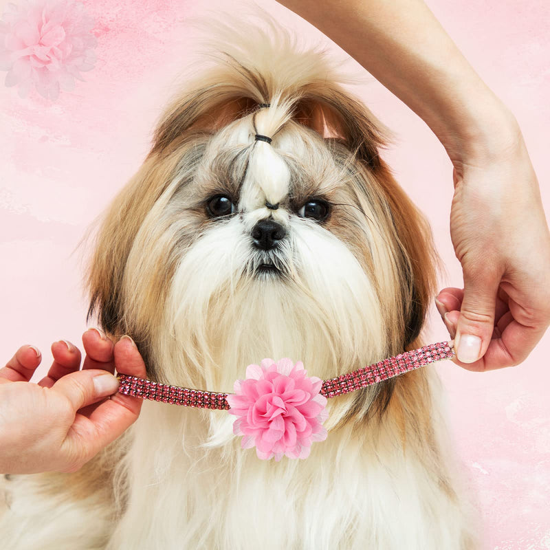 Hoteam 50 Pcs Dog Flower Collar Pink Dog Collar Bows Flower Pet Bow Collar Dog Charms Flower Set for Valentine Party Puppy Dogs Pet Cat Grooming Accessories - BeesActive Australia