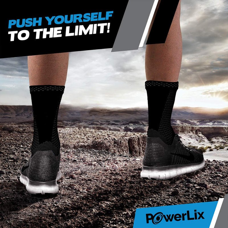 POWERLIX Legs Orthopedic Brace Compression Support Sleeve (Pair) for Swelling, Sprain, Plantar Fasciitis, Arthritis, Tendinitis Medium(2 Pack) Ankle Brace Black - BeesActive Australia