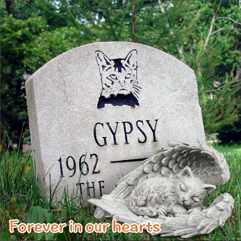 SZSMW Gravestone Cat - Decorative Cat - Memorial Stone Cat can be placed indoors on desks, bookshelves, bedside tables, as an outdoor garden decoration or as a souvenir gift - BeesActive Australia