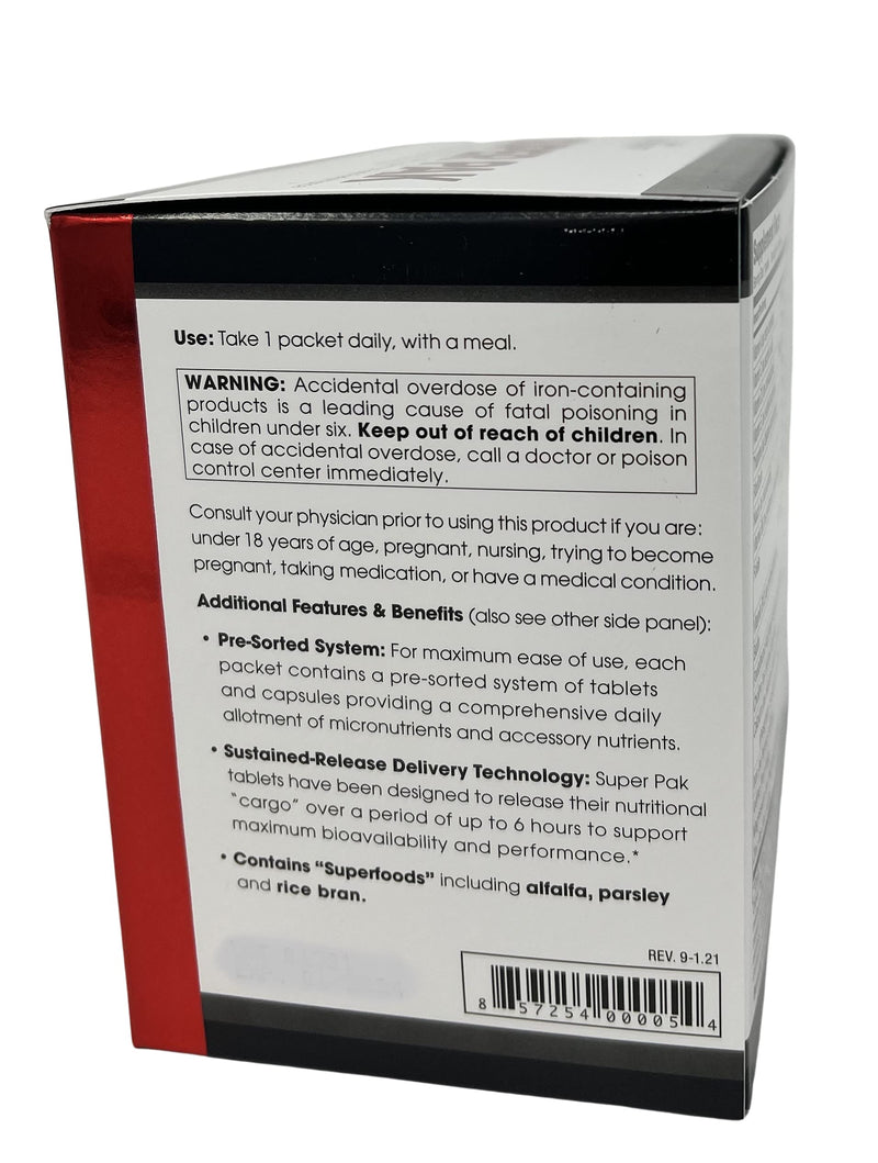 Beverly International Super Pak, 30 Packs, High-Potency Daily Multivitamin | Daily Vitamin Pack for Energy, Performance, Immune System Health, and Active Men and Women. Custom-formulated for Athletes.