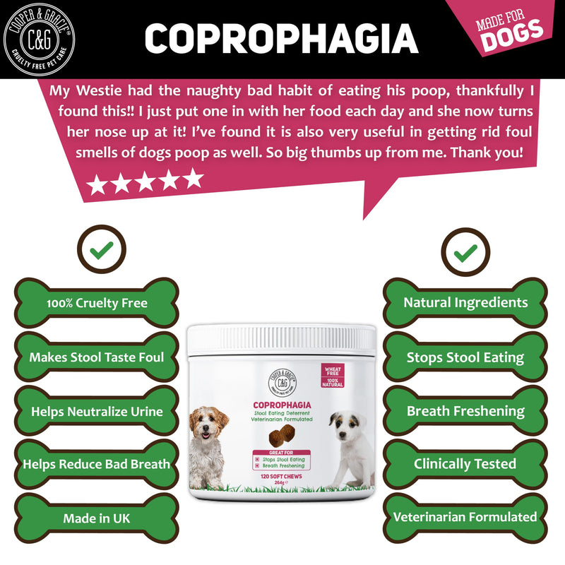 C&G Pets Natural Coprophagia Deterrent Soft Chews | Stool Eating Deterrent | Stool Tastes Foul | Help Neutralize Urine | Reduces Bad Breath | Veterinarian Formulated… (120 Chews) 120 Chews