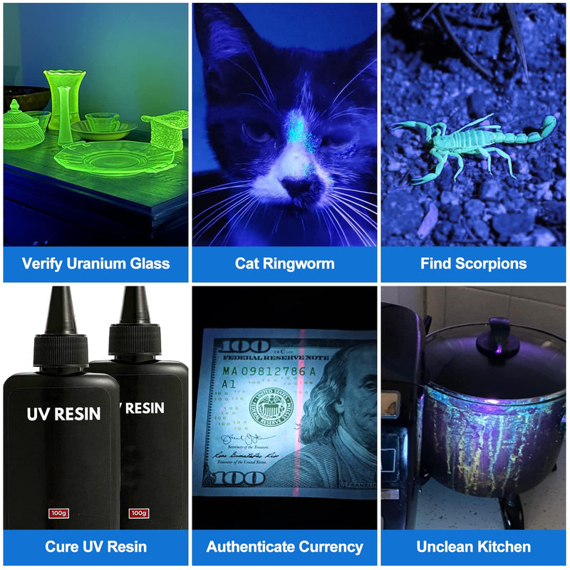 Vansky X7 Pro 365nm UV Light Blacklight Flashlights: LED Black Light Flashlite Professional Ultraviolet Flashlight Pet Urine Detector for Dog Cat, Resin Curing and Rock Hunting(Batteries are Included) - BeesActive Australia