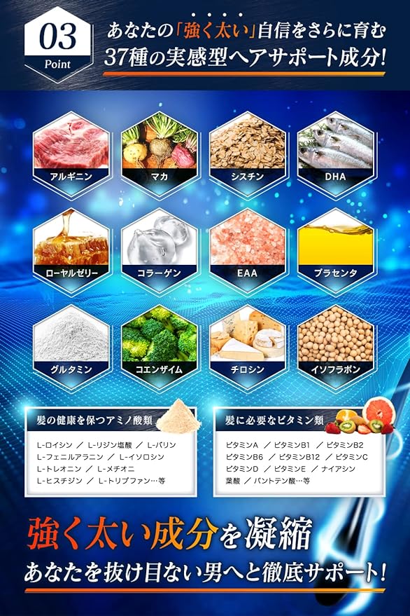 [Nutritional Functional Food] Keratin Saw Palmetto Zinc Supplement [37 Carefully Selected Hair Supplements] Made in Japan 30 days supply for men MGLANCE BLACK+Men - BeesActive Australia