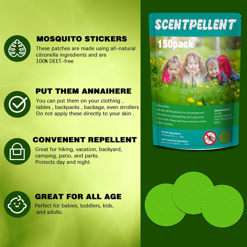 150Pack Mosquito Stickers Citronella Bug Patches for Kids Adult with 2Pack Mosquito Bracelets Insect Wristbands - BeesActive Australia