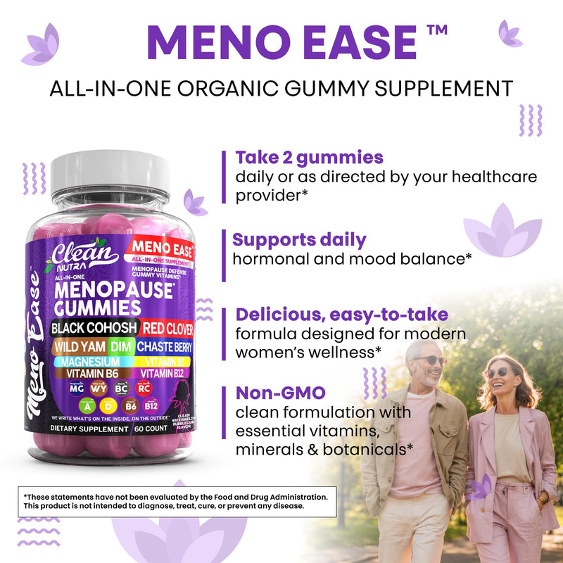 Menopause Supplement For Women Gummies with Black Cohosh, Wild Yam Magnesium, Red Clover For Menopause Relief Hormone Balance Night Sweats Mood Plus Bergamot, Vitamin D3, Vitamin B12, Vitamin B6 Clean 2