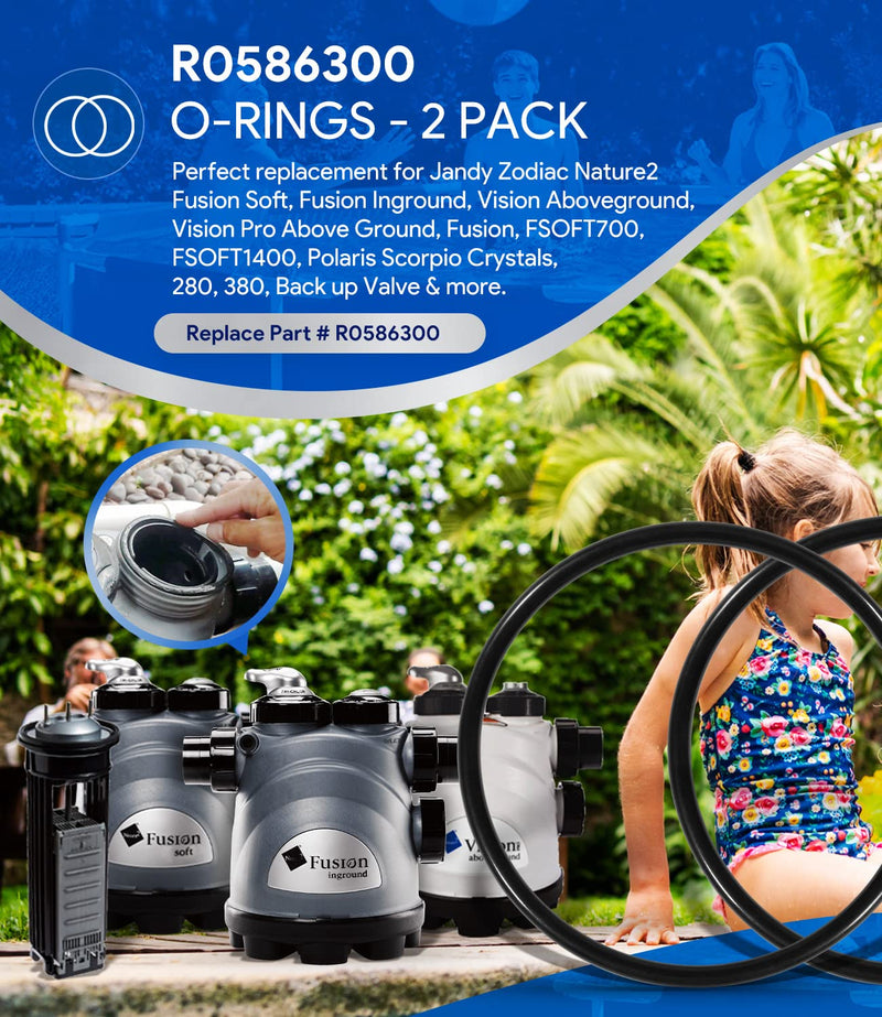 2 Pack R0586300 Large VITON Collar O-Rings Replacement for The Zodiac Nature 2 Fusion, Fusion Soft, Inground, Vision Aboveground, Vision Pro above Ground, etc - BeesActive Australia