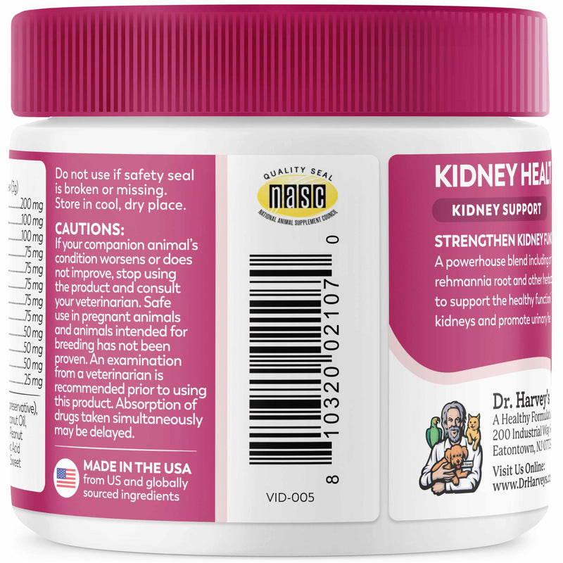 Dr. Harvey’s Kidney Support Soft Chews for Dogs, Renal & Urinary Tract Health Supplement with Turkey Tail Mushroom, 90 Chews