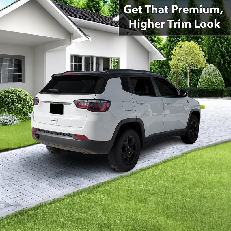 BOGAR TECH DESIGNS for Jeep Compass 2018-2026 Rear Bumper Chrome Delete – Precut Vinyl Trim Overlay, Gloss Black Blackout Look - BeesActive Australia