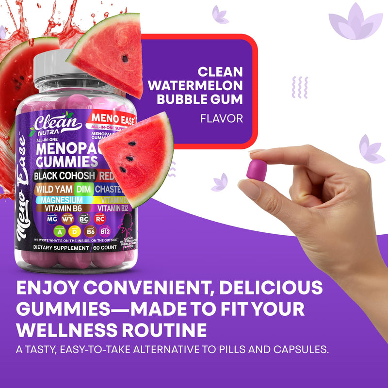 Menopause Supplement for Women Gummies with Black Cohosh, Wild Yam, DIM, Magnesium, Red Clover Chasteberry for Hormone Balance Relief Night Sweats Mood Plus Bergamot, Vitamin D3, Vitamin B6 B12 1