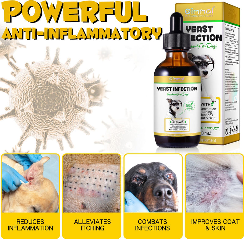 Yeast Infection Treatment for Dogs, Dog Ear Infection Treatment, Yeast for Itchy Dog Skin Relief, Allergy Relief, Soothe Itchy Paws, Eyes, Ears, Skin
