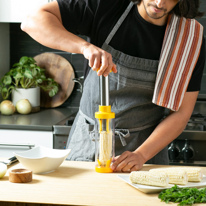 RSVP International Yellow Deluxe Corn Stripper, 10.5" | Quickly Remove Kernels from the Cob | No Splatters or Mess | Dishwasher Safe - BeesActive Australia