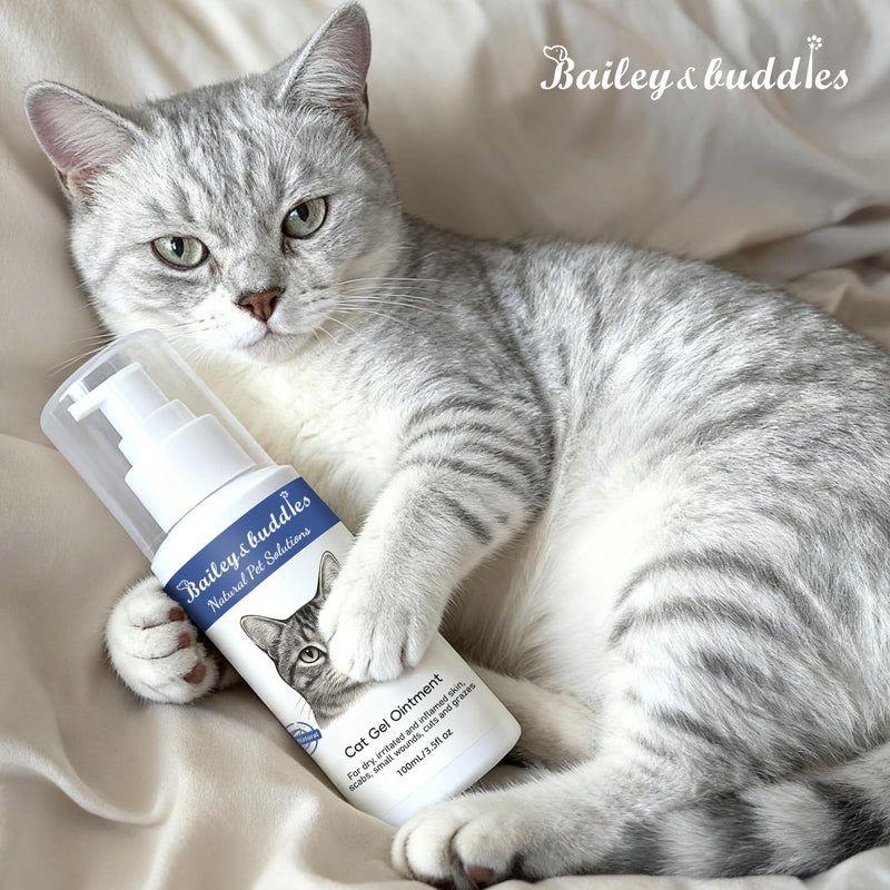Bailey & Buddies Natural Cat Skin Ointment – Soothing Relief for Dry, Itchy Skin, Hot Spots, Eczema & Allergies – Omega-Enriched Formula with Apple Cider Vinegar – Gentle on Sensitive Skin