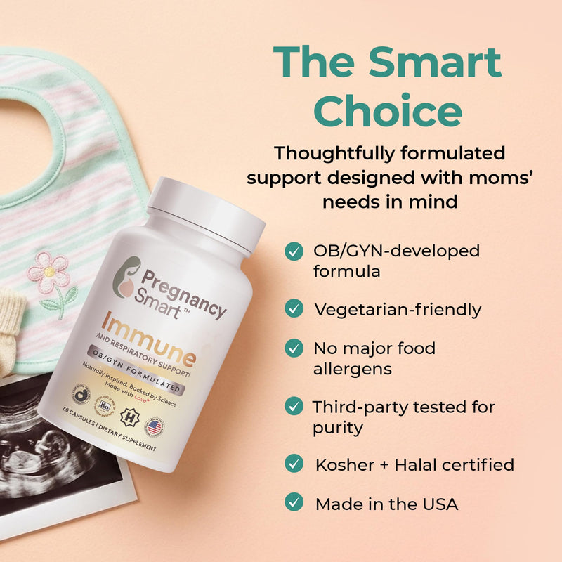 Immune and Respiratory Support – Vitamin C, Zinc, B6, D3 & Magnesium | OB/GYN Formulated, Pregnancy-Safe Immune Support, Easy-to-Take Vegetarian Capsules 60 Ct