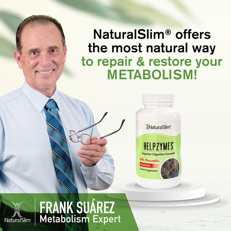 NaturalSlim Digestive Enzymes for Women & Men - Helpzymes Essential Enzymes for Digestion, Gut Health, Gas Bloating Relief with Bromelain, Ox Bile, Pancreatin. & Betaine HCL - 100 Capsules Solo 1