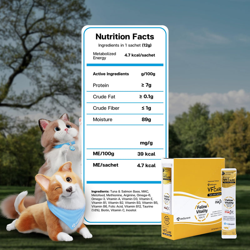 Feline Vitality Cat Supplement – Lickable Paste for Cat Immune Support & Cat Skin Allergy Relief – Daily Multi-Vitamin with Omega 3, Biotin, Prebiotics, Mac, Taurine – 30 Sachets