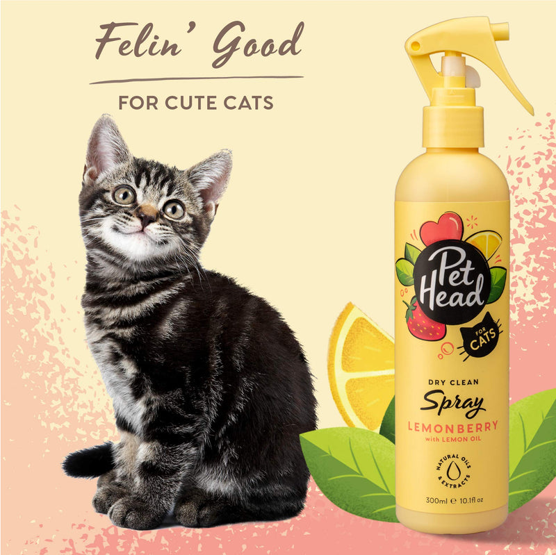 PET HEAD Felin Good' Grooming Spray for Cats 10.1 fl. oz. Fruity Scent. No-rinse and Quick-drying Cat Shampoo. Hypoallergenic with Natural & Vegan Ingredients. Gentle formula for Kittens. Made in USA - BeesActive Australia