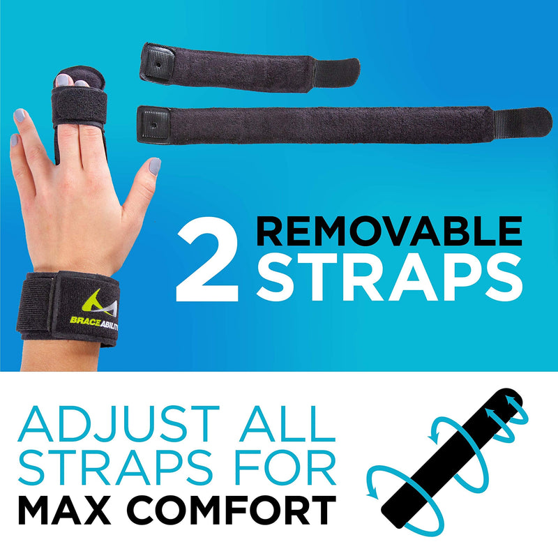BraceAbility Two Finger Immobilizer - Hand and Buddy Splint Cast for Broken Joints, Mallet or Trigger Finger Extension, Sprains and Contractures to Straighten Middle, Index and Pinky Knuckles (S) Small (Pack of 1)