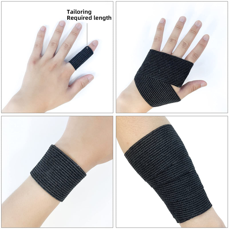 [24Pack 2" x5 Yards] Carbou-Self Adhesive Bandages Sports Wrap, Athletic Elastic Cohesive Bandage for Sports, Injuries, Treatments, and Recovery, First Aid Tape Vet Wrap for Cat, Dog Black 24 Count (Pack of 1) - BeesActive Australia