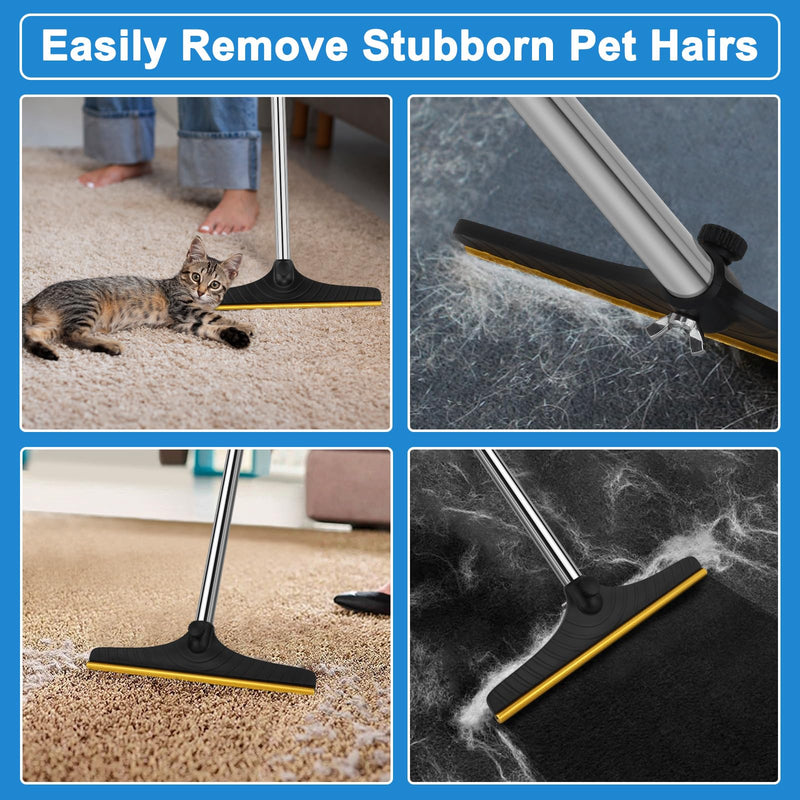 Carpet Rake for Pet Hair Removal,60” Reusable Long Handle Pet Hair Removal Tool,Carpet Rake Scraper,Adjustable Carpet Rake Pet Dog Cat Hair Remover Broom for Couch,Rugs,Mats,Pet Beds,Furniture (Black) Black - BeesActive Australia