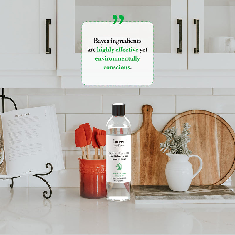 Bayes Food Grade Mineral Oil for Cutting Board - Mineral Oil Food Grade for Bamboo, Teak & Wood Conditioner and Protectant - Cutting Board Oil Food Grade Formula - Wood Oil for Cutting Board - 12 oz 12 Fl Oz (Pack of 1) - BeesActive Australia