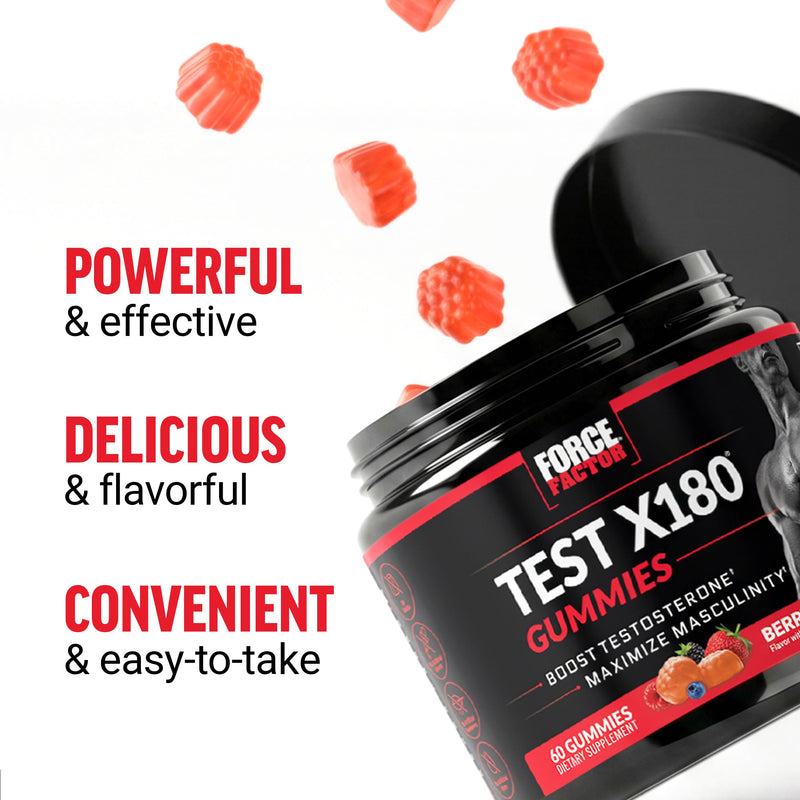 Force Factor Test X180 Gummies Testosterone Booster for Men 60 Count (Pack of 2)
