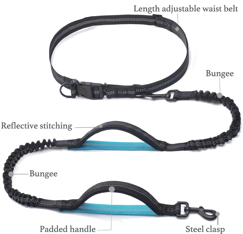 iYoShop Retractable Hands Free Dog Leash - Dual Handle Bungee Waist Leash for Small, Medium and Large Dogs (Medium/Large, 25-150 lbs, Black) Medium/Large - BeesActive Australia